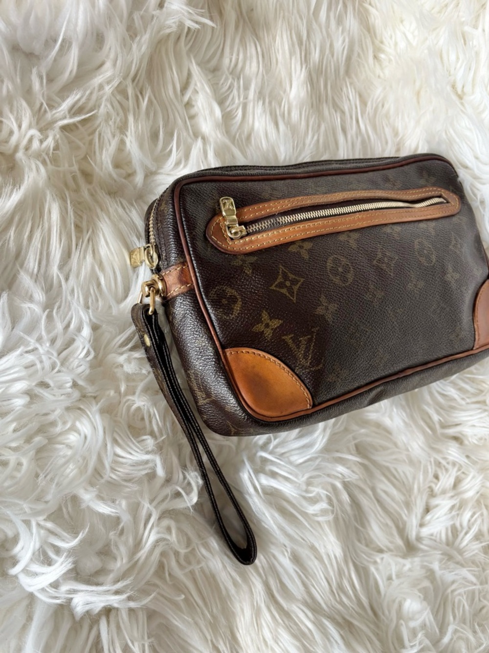Louis Vuitton Brown Monogram Marly Dragonne GM Toiletry Pouch Clutch Tan Trim - Picture 4 of 11